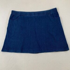 Isaac Mizrahi Live Women's 2X Blue Knit Denim Pull on Skort Skirt Inner Shorts